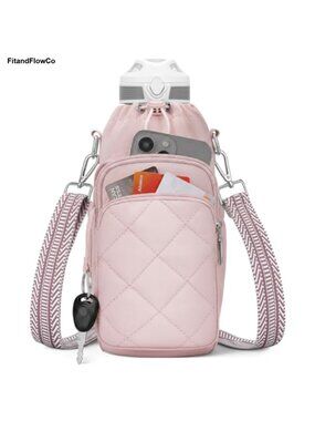 Insulated Crossbody Water Bottle Carrier Bag with Phone Pocket RFID